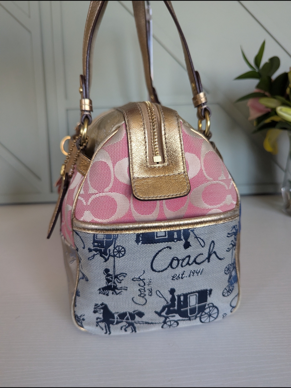 Vintage Y2K-era Coach Pink Gold Patchwork Satchel (Style Numbe - Picture 4 of 14
